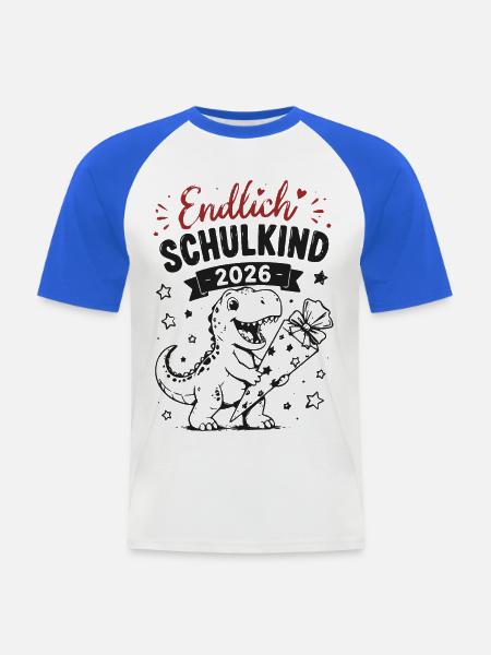 Endlich Schulkind 2026 - Männer Baseball-T-Shirt - Weiß/Royalblau