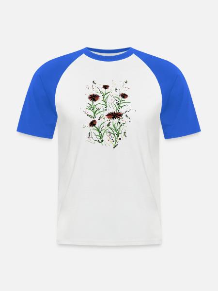 Abstrakte Wildblumen Grunge Illustration - Männer Baseball-T-Shirt - Weiß/Royalblau