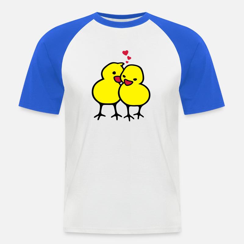 Chicks in Love (c) - Männer Baseball-T-Shirt - Weiß/Royalblau
