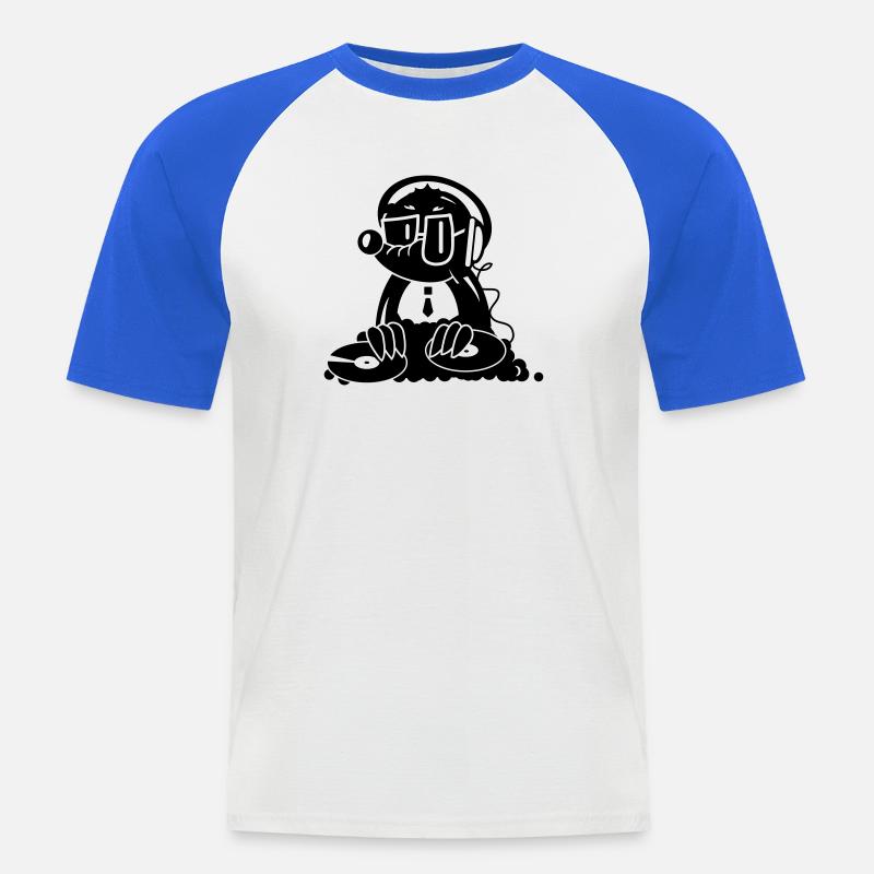 Ein Maulwurf als DJ - Männer Baseball-T-Shirt - Weiß/Royalblau