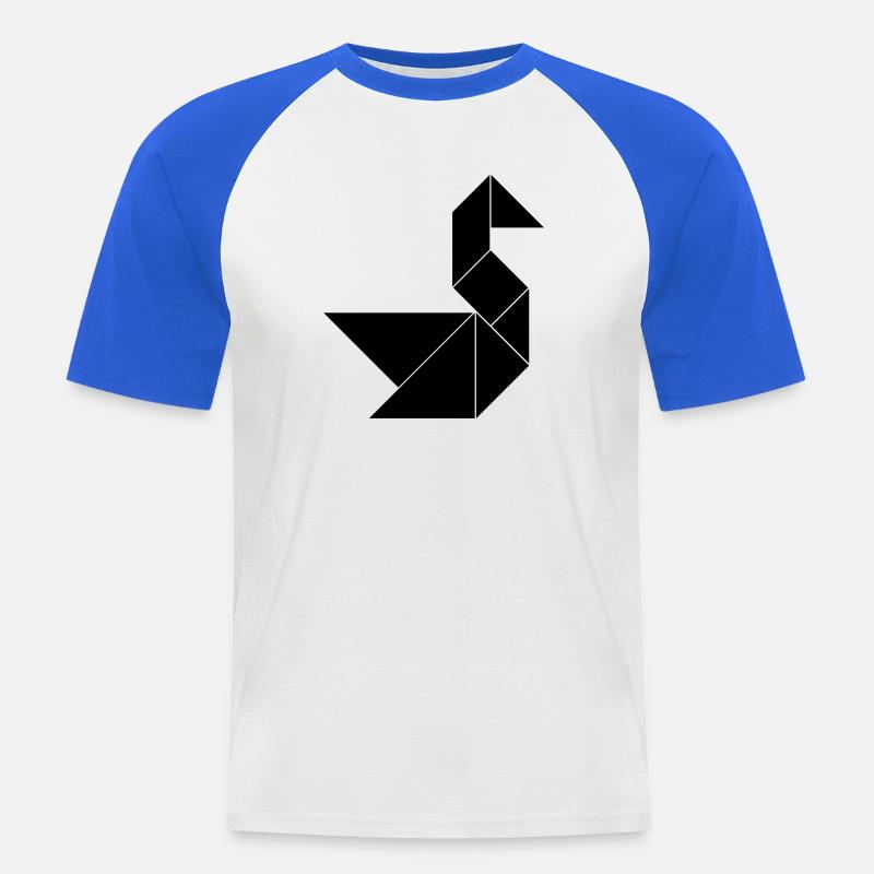 Tangram Schwan einfarbig - Männer Baseball-T-Shirt - Weiß/Royalblau