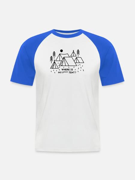 Where is my tent? - Männer Baseball-T-Shirt - Weiß/Royalblau