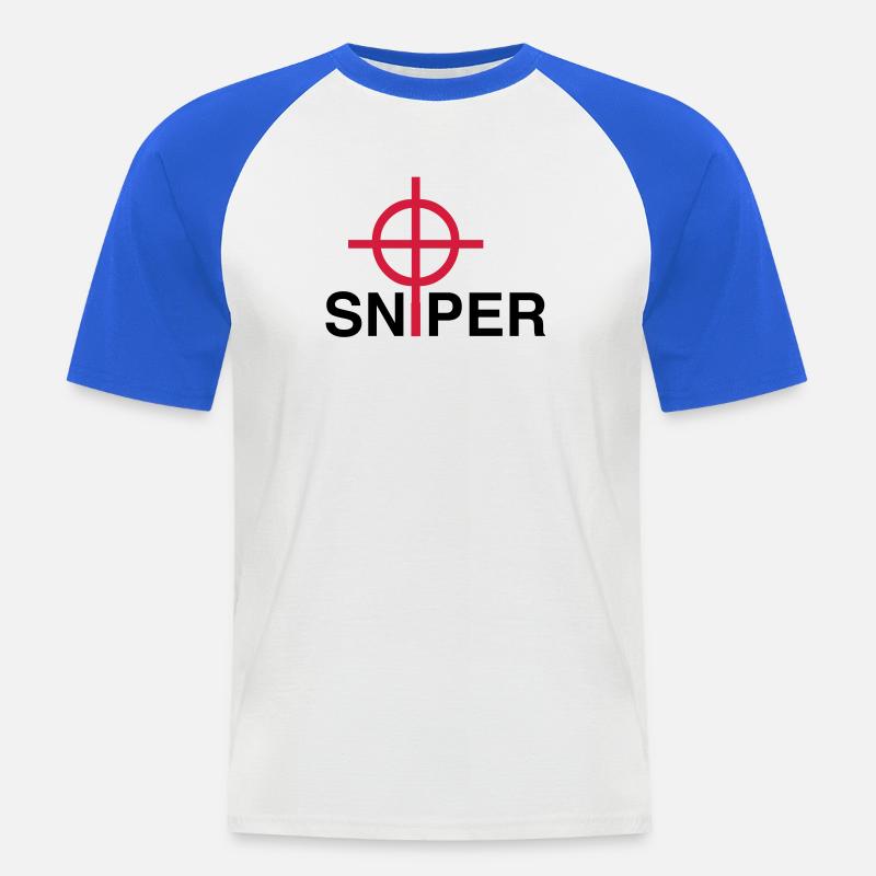 Sniper - Männer Baseball-T-Shirt - Weiß/Royalblau