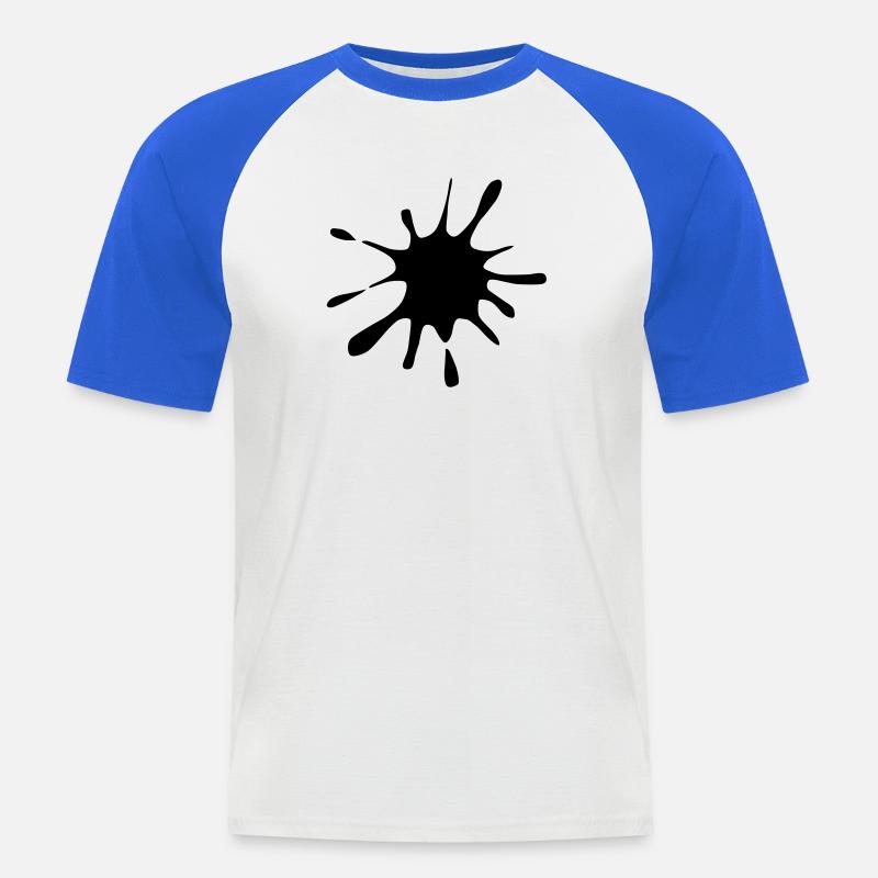 Klecks - Männer Baseball-T-Shirt - Weiß/Royalblau