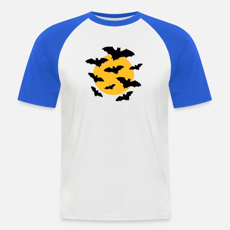 Fledermäuse & Mond - Männer Baseball-T-Shirt - Weiß/Royalblau