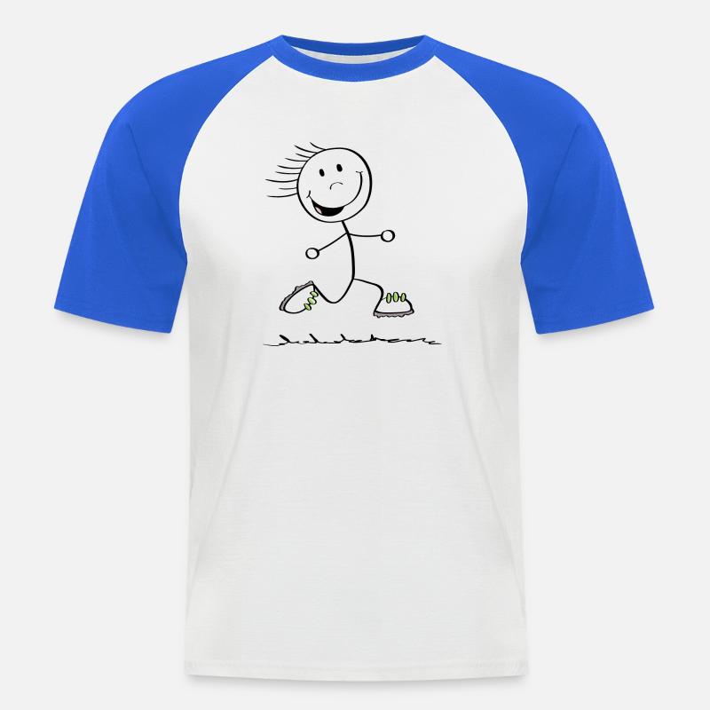 Running Strichmännchen - Läufer - Jogging - Männer Baseball-T-Shirt - Weiß/Royalblau
