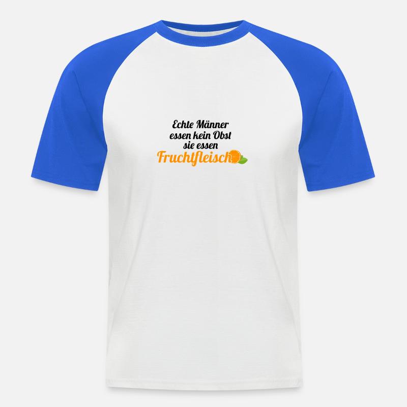 Obst Früchte Geschenkidee Früchte Funsprüche Obst - Männer Baseball-T-Shirt - Weiß/Royalblau