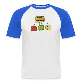 STOPPT die Diskrimierung grüner Paprika - Männer Baseball-T-Shirt - Weiß/Royalblau - Vorne