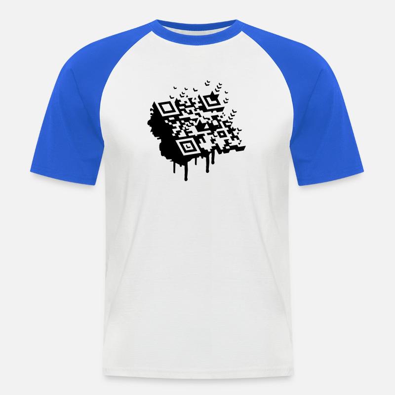 3D Barcode als Graffiti - Männer Baseball-T-Shirt - Weiß/Royalblau