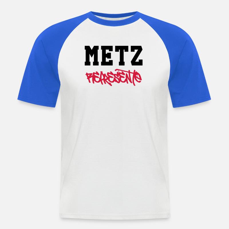Metz Edustaa! - Miesten lyhythihainen baseballpaita - valkoinen/kuninkaallinen
