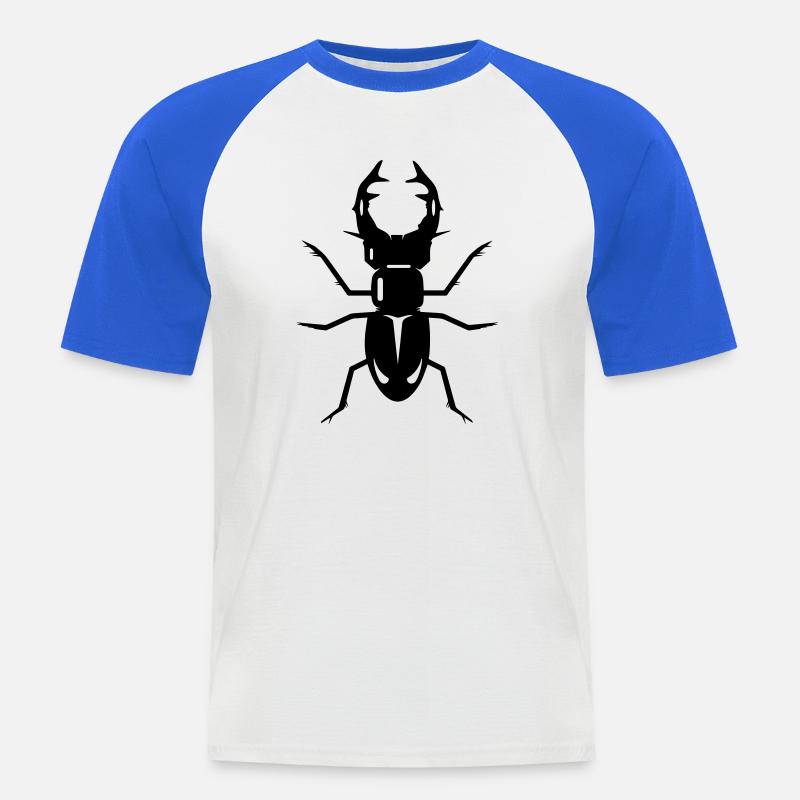 stilisierter Hirschkäfer mit prächtigen Geweih - Männer Baseball-T-Shirt - Weiß/Royalblau