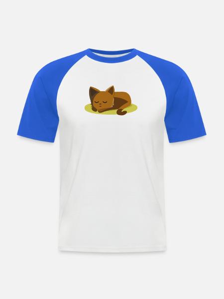 Schlafende Katze – Süßes Katzenmotiv - Männer Baseball-T-Shirt - Weiß/Royalblau