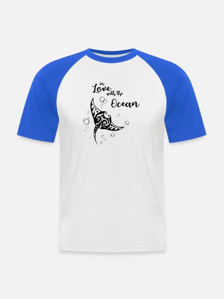 In Love with the Ocean - Men's Baseball T-Shirt - white/royal blue