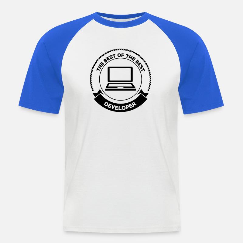 Developer - Männer Baseball-T-Shirt - Weiß/Royalblau