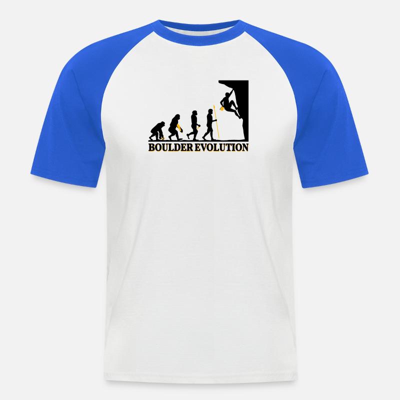 Boulder Evolution Klettern Bergsteigen Spruch - Männer Baseball-T-Shirt - Weiß/Royalblau