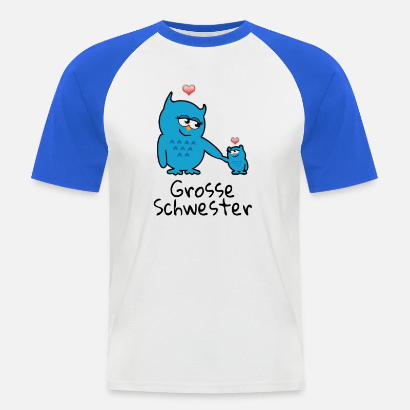 grosse Schwester - Männer Baseball-T-Shirt - Weiß/Royalblau