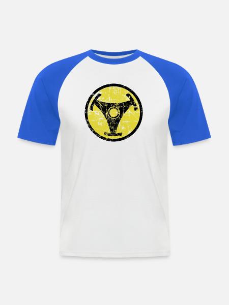 Atomic Vinyl 45rpm Nuklear Design - Männer Baseball-T-Shirt - Weiß/Royalblau