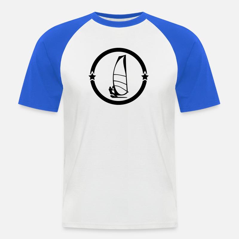 Windsurfen / Windsurfer / Windsurf / Windsurfing - Männer Baseball-T-Shirt - Weiß/Royalblau