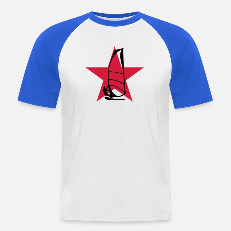 Windsurfen / Windsurfer / Windsurf / Windsurfing - Männer Baseball-T-Shirt - Weiß/Royalblau