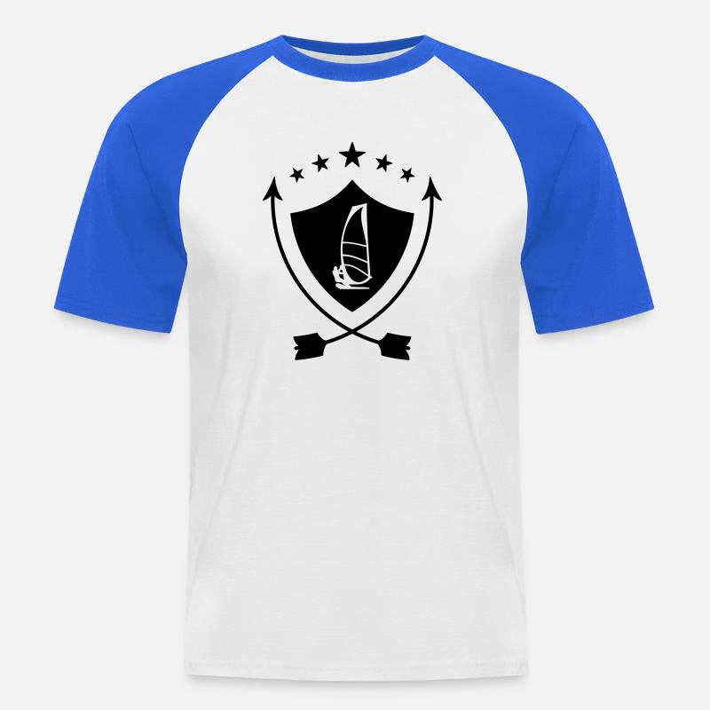 Windsurfen / Windsurfer / Windsurf / Windsurfing - Männer Baseball-T-Shirt - Weiß/Royalblau