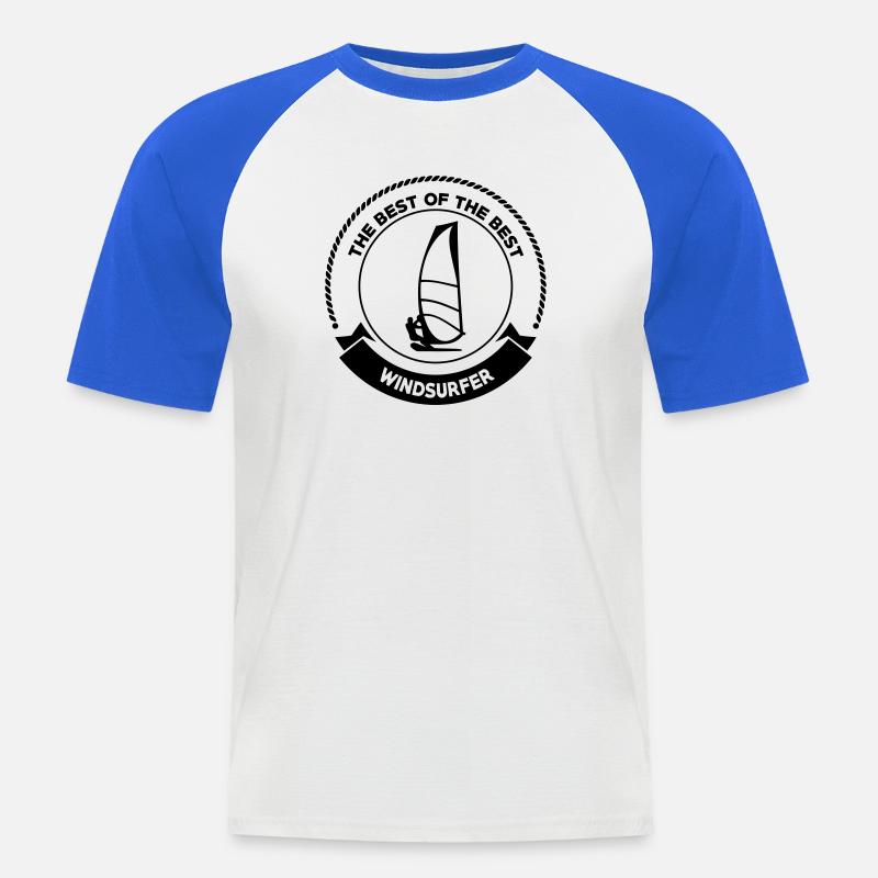 Windsurfen / Windsurfer / Windsurf / Windsurfing - Männer Baseball-T-Shirt - Weiß/Royalblau