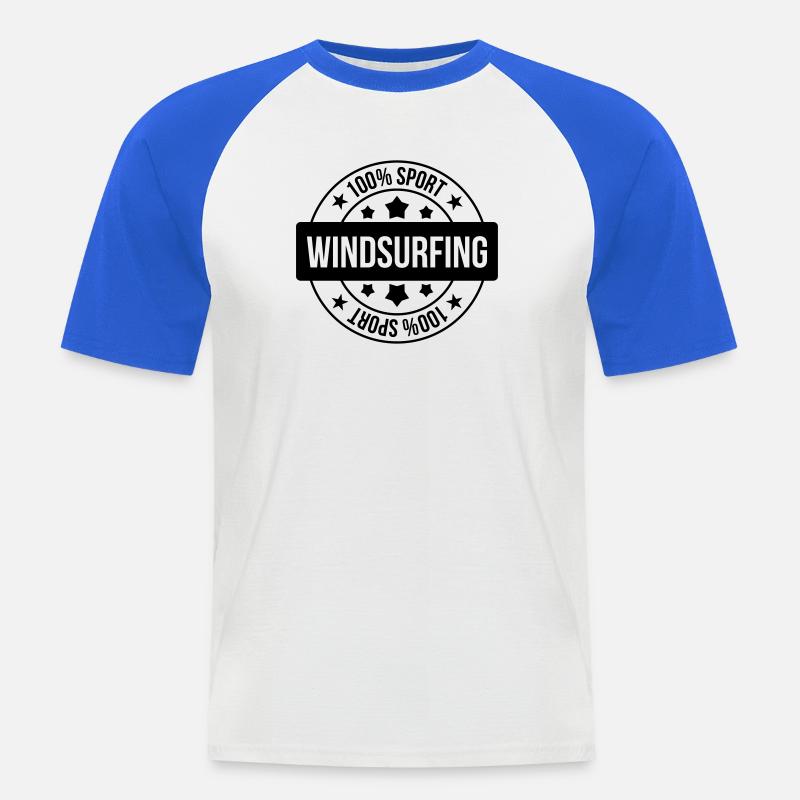 Windsurfen / Windsurfer / Windsurf / Windsurfing - Männer Baseball-T-Shirt - Weiß/Royalblau