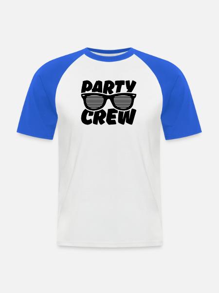 party crew - Männer Baseball-T-Shirt - Weiß/Royalblau