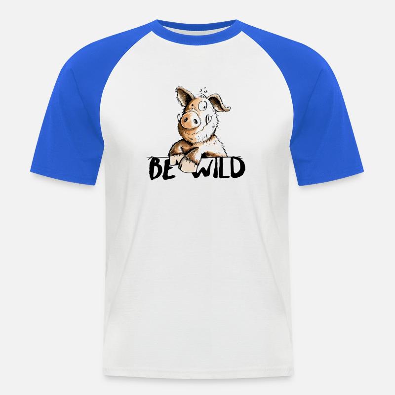 Be Wild Eber - Schwein - Keiler - Männer Baseball-T-Shirt - Weiß/Royalblau
