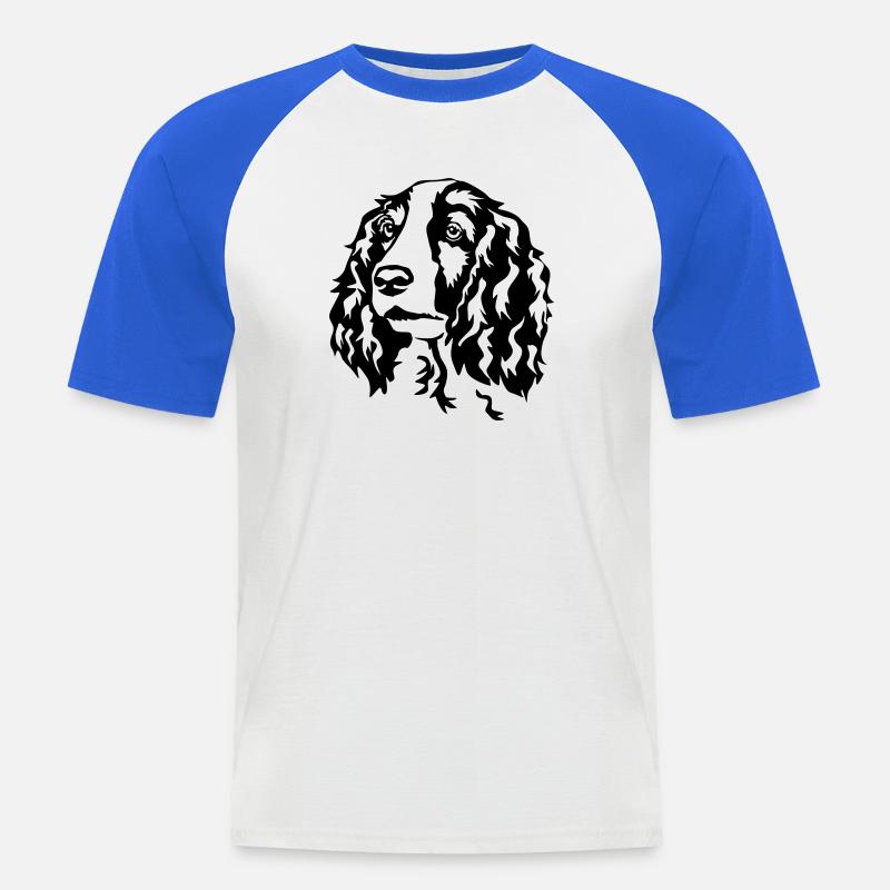 Welsh Springer Spaniel Kopf - Männer Baseball-T-Shirt - Weiß/Royalblau
