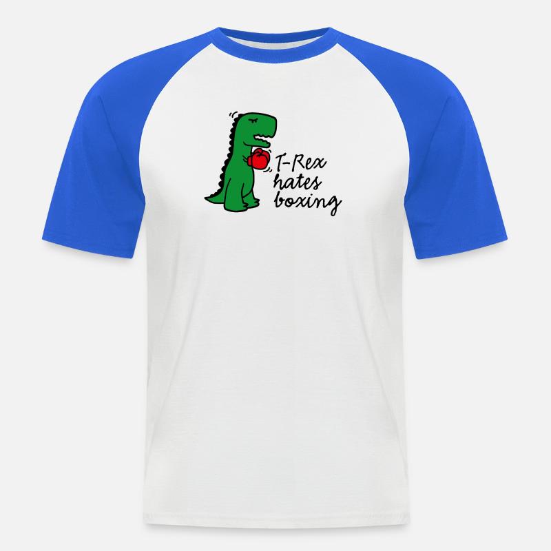 T-Rex hates boxing Boxen Boxhandschuhe - Männer Baseball-T-Shirt - Weiß/Royalblau