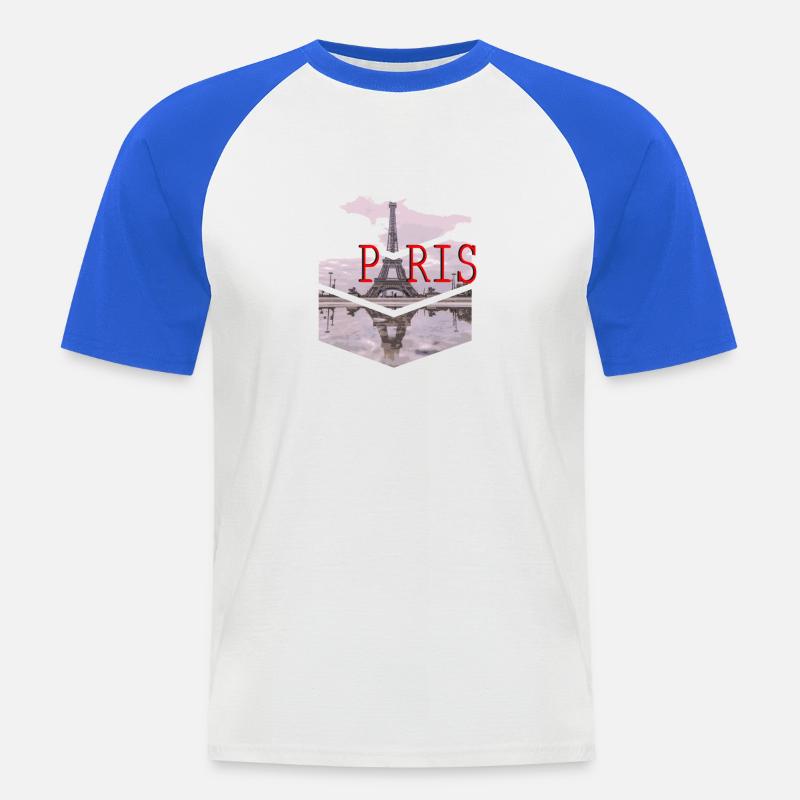 Paris Skyline Eiffelturm Silhouette - Männer Baseball-T-Shirt - Weiß/Royalblau