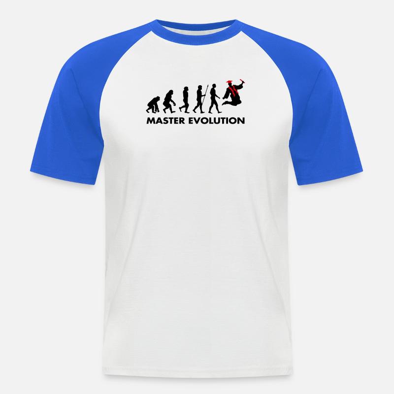 Master Evolution Prüfung Bestanden Schulabschluss - Männer Baseball-T-Shirt - Weiß/Royalblau