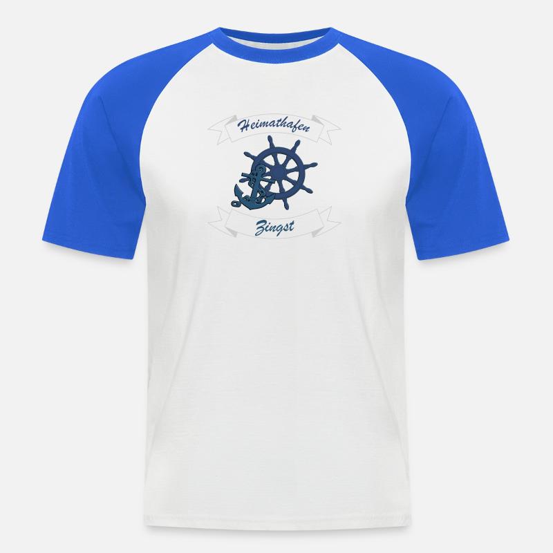 Heimathafen Zingst - Ostsee Darss Geschenk - Männer Baseball-T-Shirt - Weiß/Royalblau