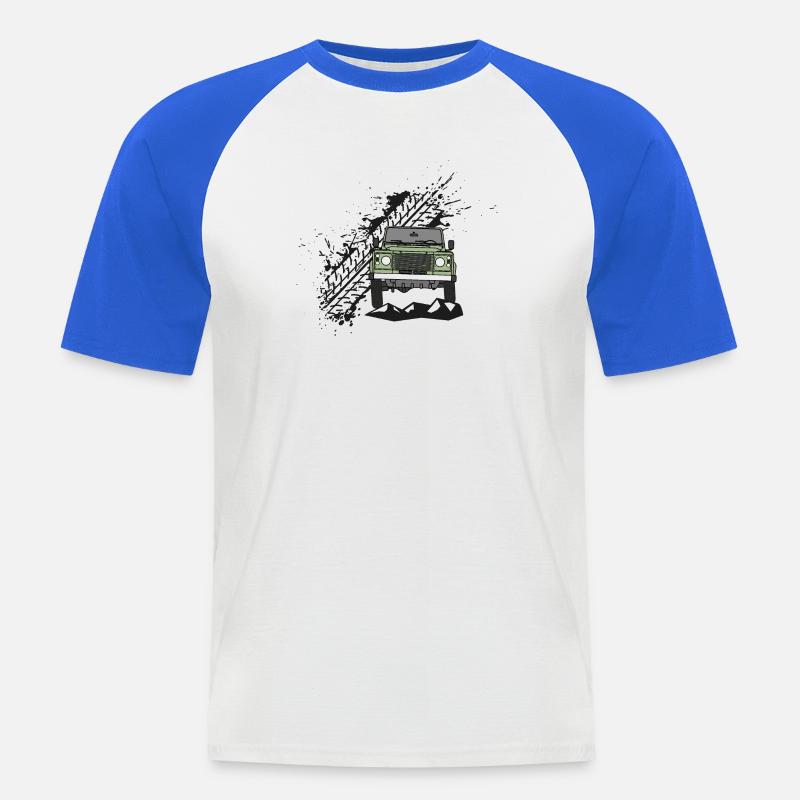 Defender Splash Front - Männer Baseball-T-Shirt - Weiß/Royalblau