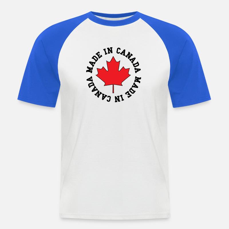 Made in Canada – Ahornblatt Statement - Männer Baseball-T-Shirt - Weiß/Royalblau