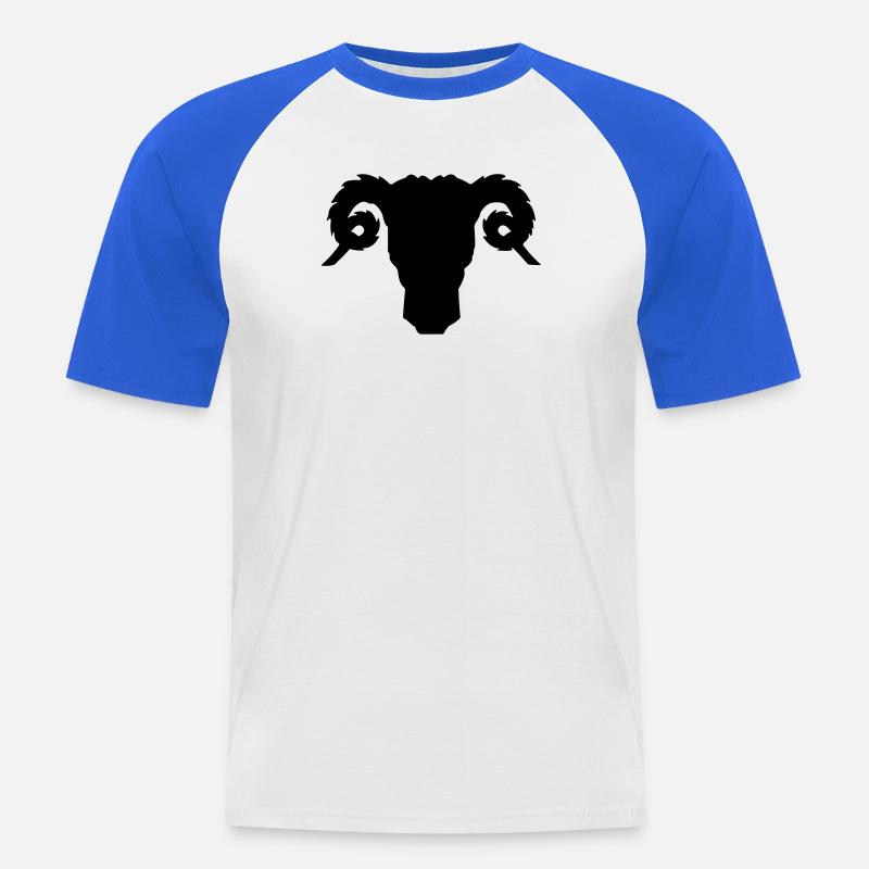 Bock- oder Rammkopfschattenbild - Männer Baseball-T-Shirt - Weiß/Royalblau
