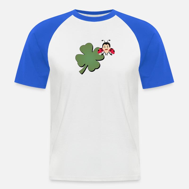 Kleeblatt mit Ladybug (Marienkäfer) - Männer Baseball-T-Shirt - Weiß/Royalblau