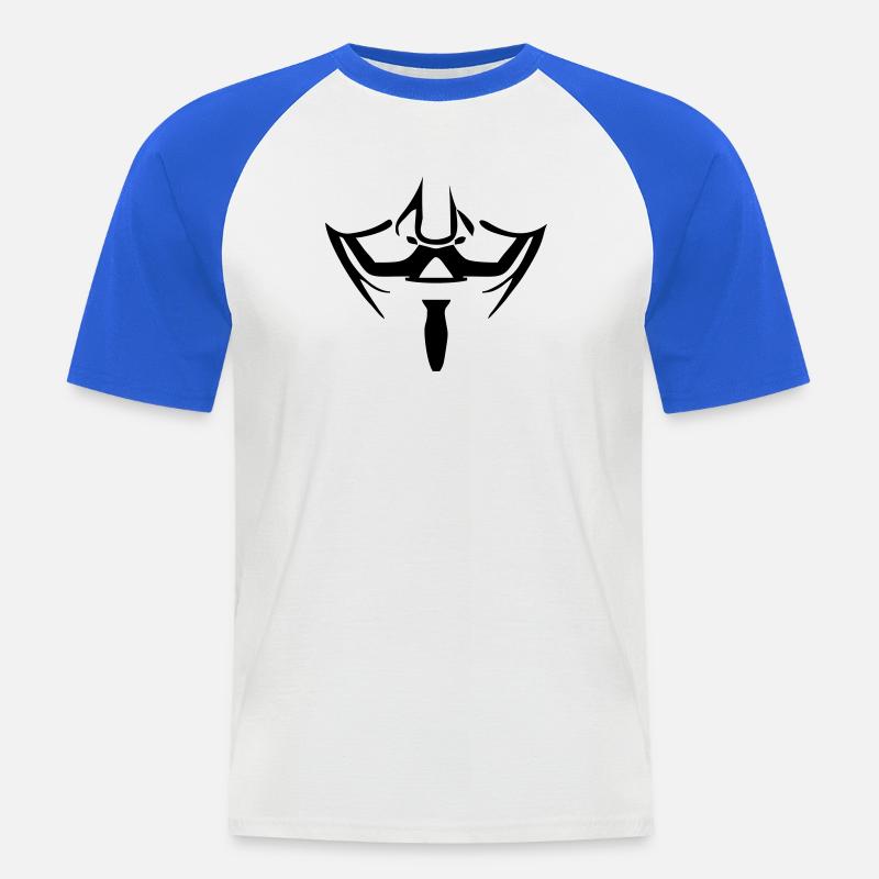 Anonymous Maske - Männer Baseball-T-Shirt - Weiß/Royalblau