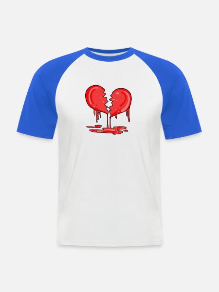 Broken heart - Men's Baseball T-Shirt - white/royal blue