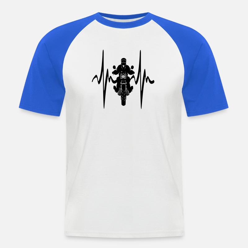 Motorische Frontansicht Cardio-Herzfrequenz - Männer Baseball-T-Shirt - Weiß/Royalblau