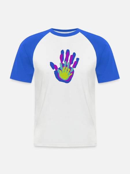 Papa, Mama und Wir Handflächen - Männer Baseball-T-Shirt - Weiß/Royalblau