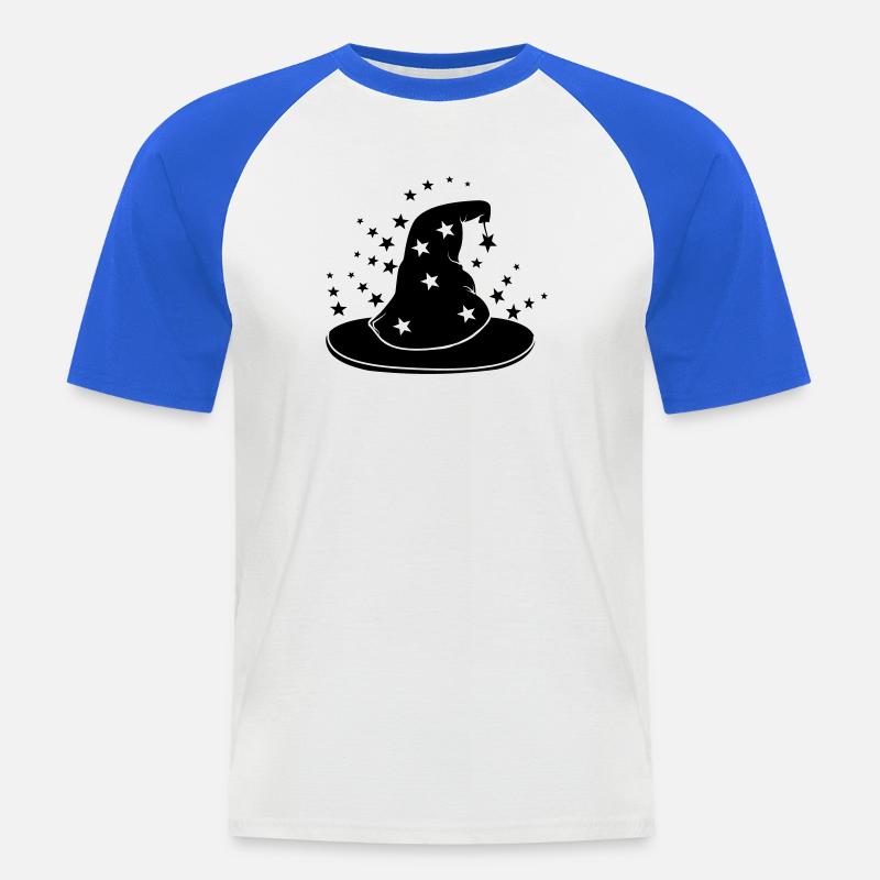 Magischer Zaubererhut mit Sternen - Männer Baseball-T-Shirt - Weiß/Royalblau