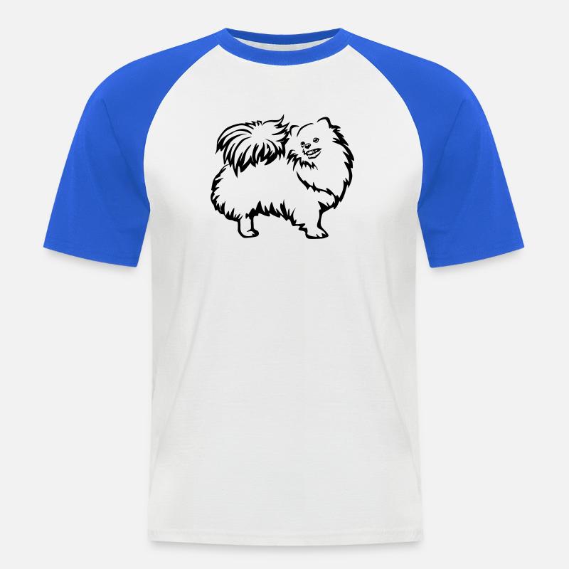 Zwergspitz - Männer Baseball-T-Shirt - Weiß/Royalblau