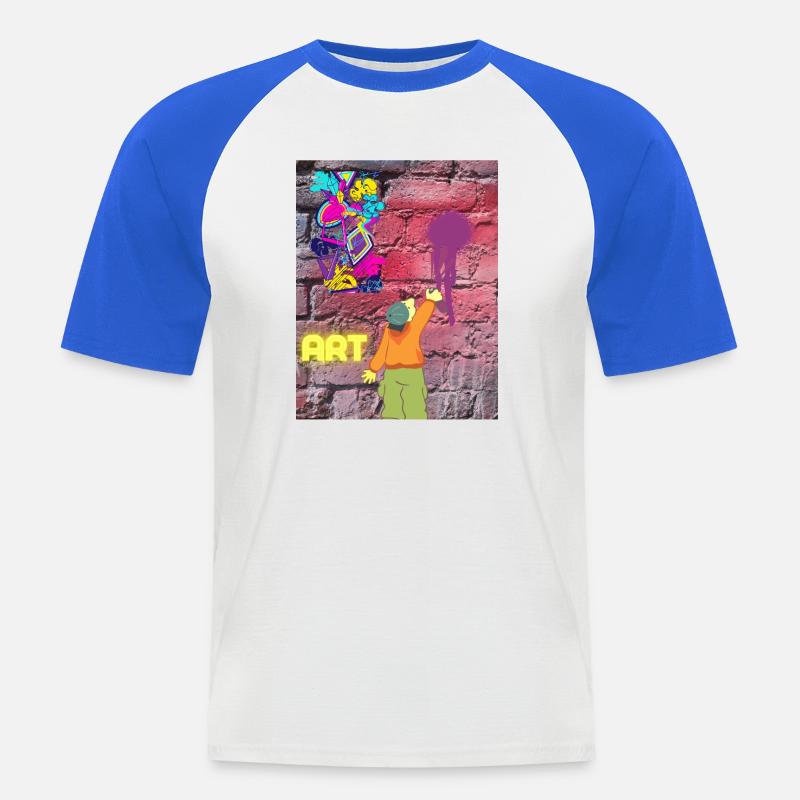 Graffiti ART - Männer Baseball-T-Shirt - Weiß/Royalblau