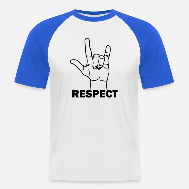Hand gesture respect with text RESPECT - Men's Baseball T-Shirt - white/royal blue