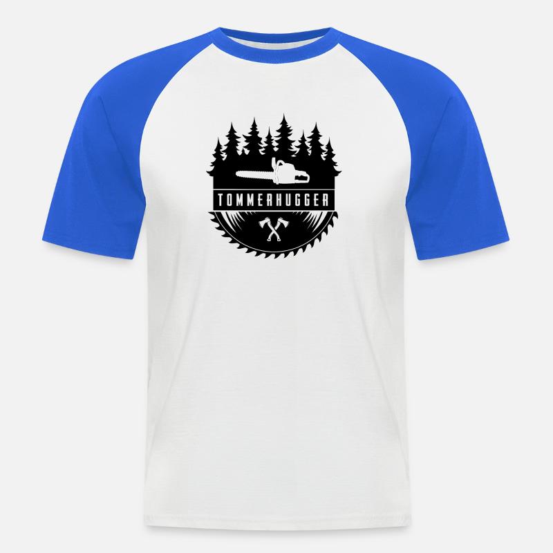 Boscaiolo - Maglia da baseball a manica corta da uomo - bianco/blu royal