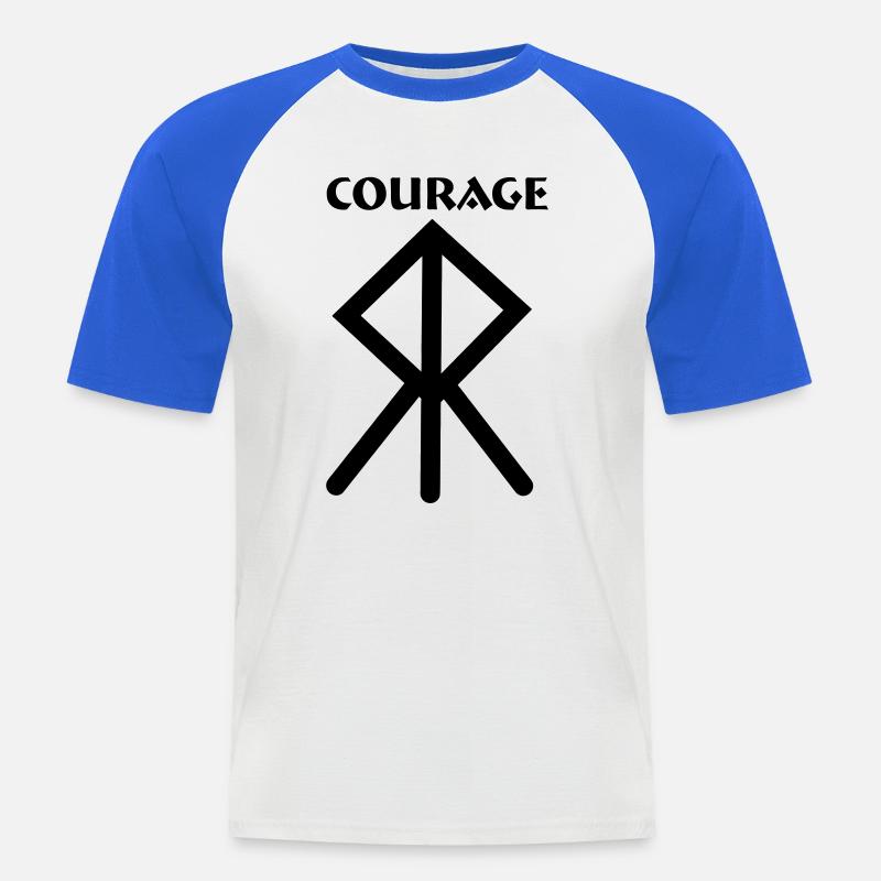 Courage Wikingerrune mit Text COURAGE - Männer Baseball-T-Shirt - Weiß/Royalblau