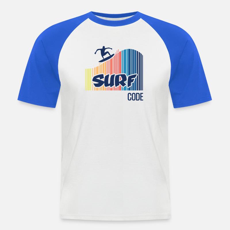 Surfcode - Männer Baseball-T-Shirt - Weiß/Royalblau