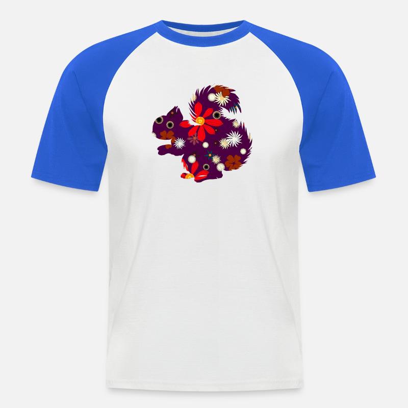 Herbstoutfit freizeit, eichhörnchchen design - Männer Baseball-T-Shirt - Weiß/Royalblau