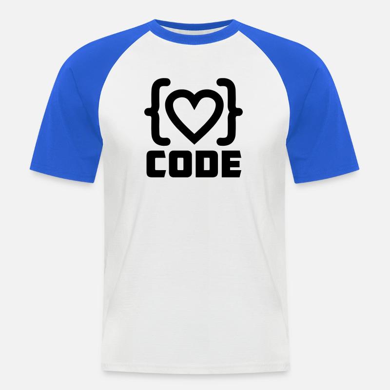 Herzprogrammierer Code Logo mit Text CODE - Männer Baseball-T-Shirt - Weiß/Royalblau